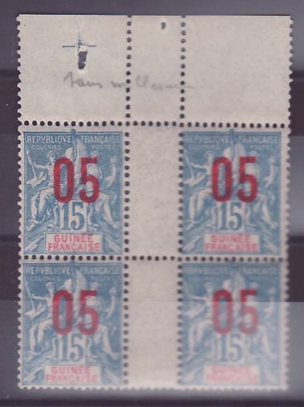 Guinee 15c Bloc de 4 ** Sans charniere Bloc de 4 Sans Millesime