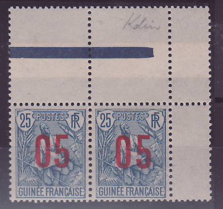 Guinee Berger Pulas 25c n° 59a Chiffres espacés ** Sans charniere interpanneaul (tir 506)