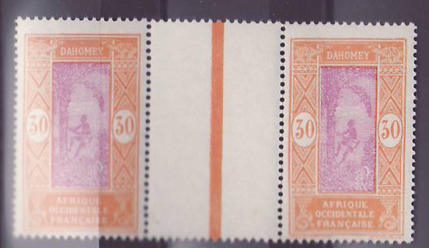 Dahomey n°77 30c Recolte des Noix de coco ** paire interpanneau