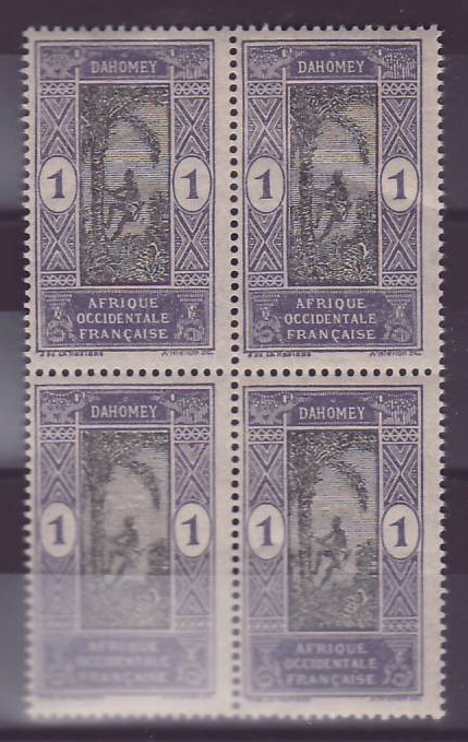 Dahomey n°42 1c Recolte des Noix de coco ** Bloc de 4