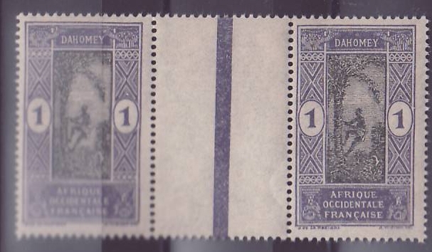 Dahomey n°42 1c Recolte des Noix de coco ** Paire interpanneau