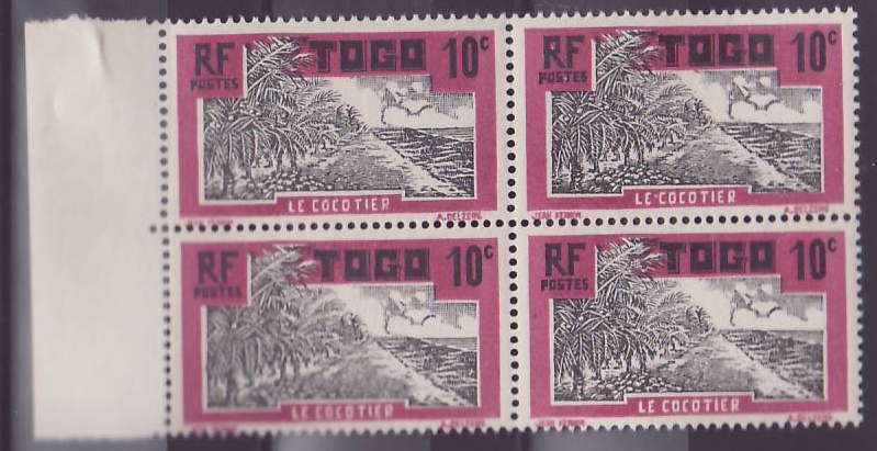 Togo n°65 10c Cocotier ** Bloc de 4