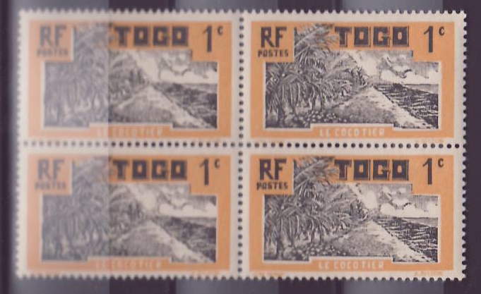Togo n°61 1c Cocotier ** Bloc de 4