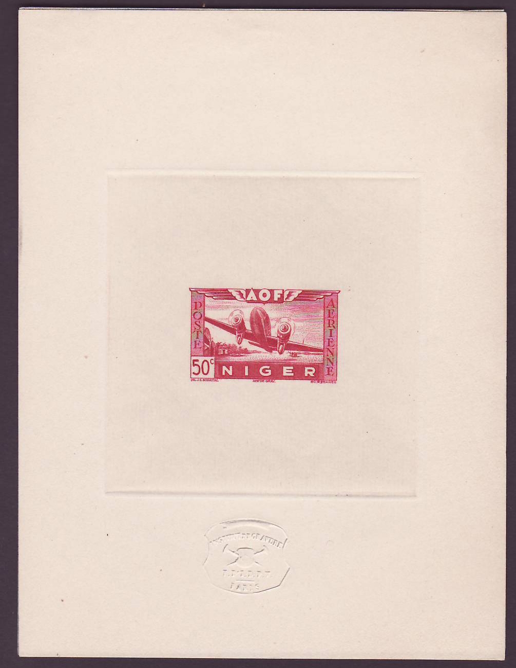Niger Epreuve Poste Aerienne n°10 Avion en Vol 50c Rare