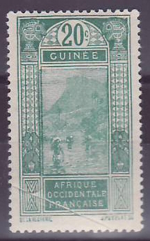 Guinee n°100 Gue de Kitim 20c Avec VARIETE pli accordeon * Rare