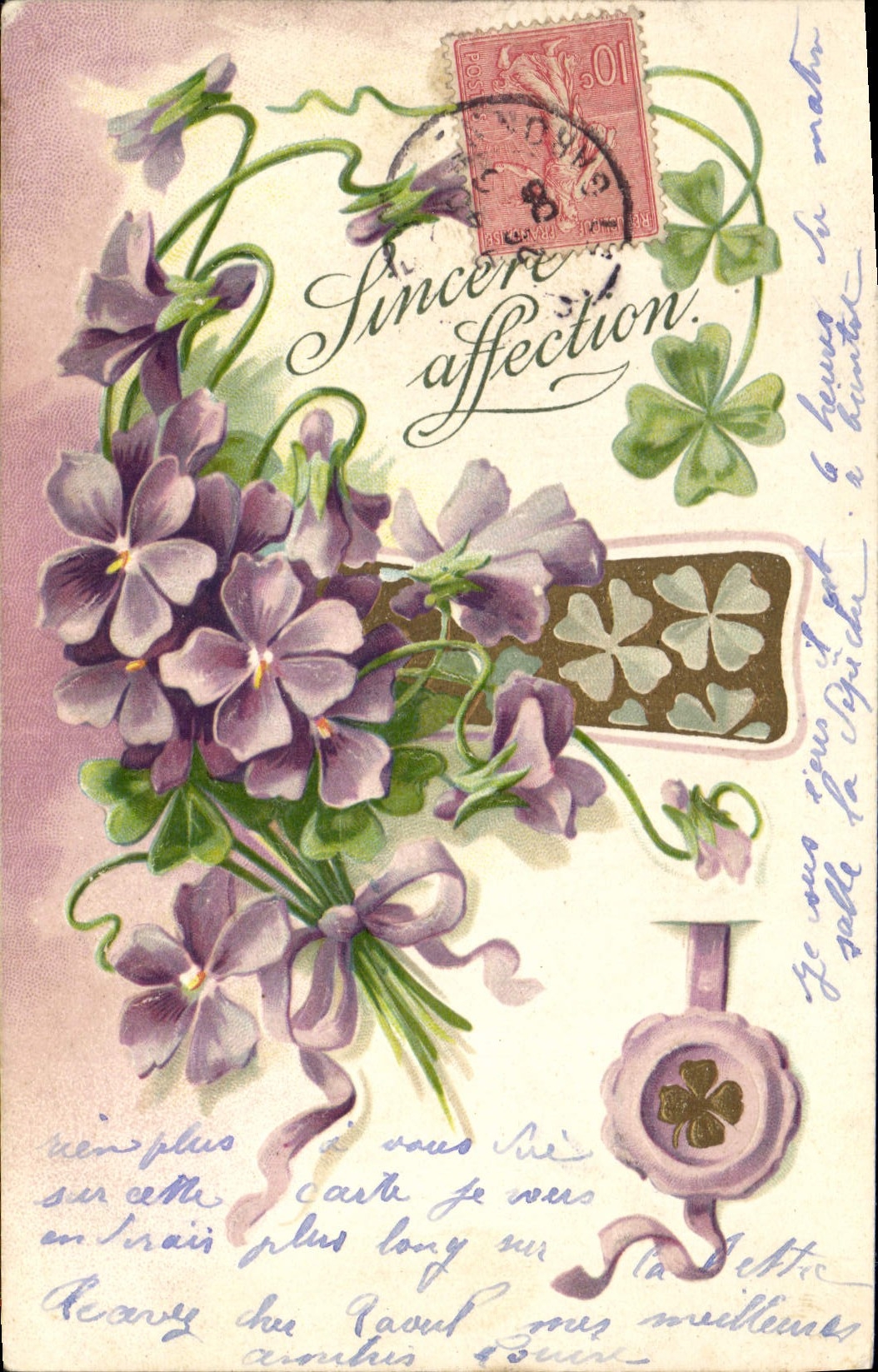 CPA Fantaisie Fleurs Trefles 