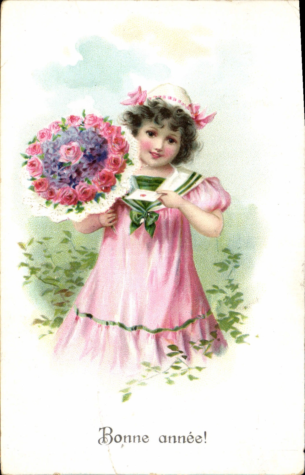 CPA Fantaisie Fleurs Enfant 