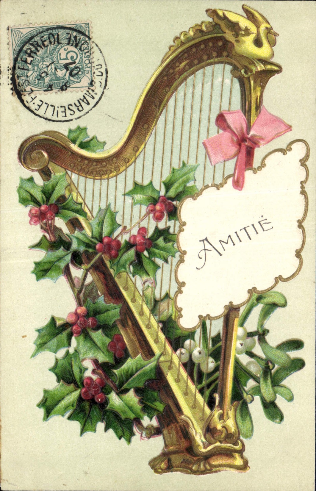 Vintage Postcard Fantaisie Flowers Grips