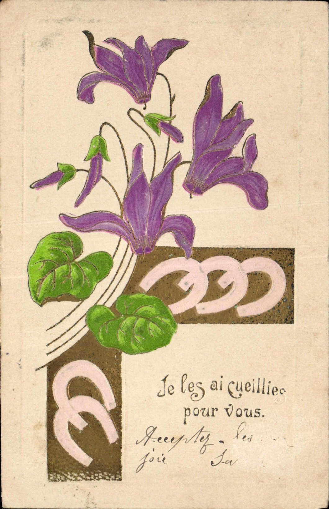 CPA Fantaisie Fleurs Fer a cheval 