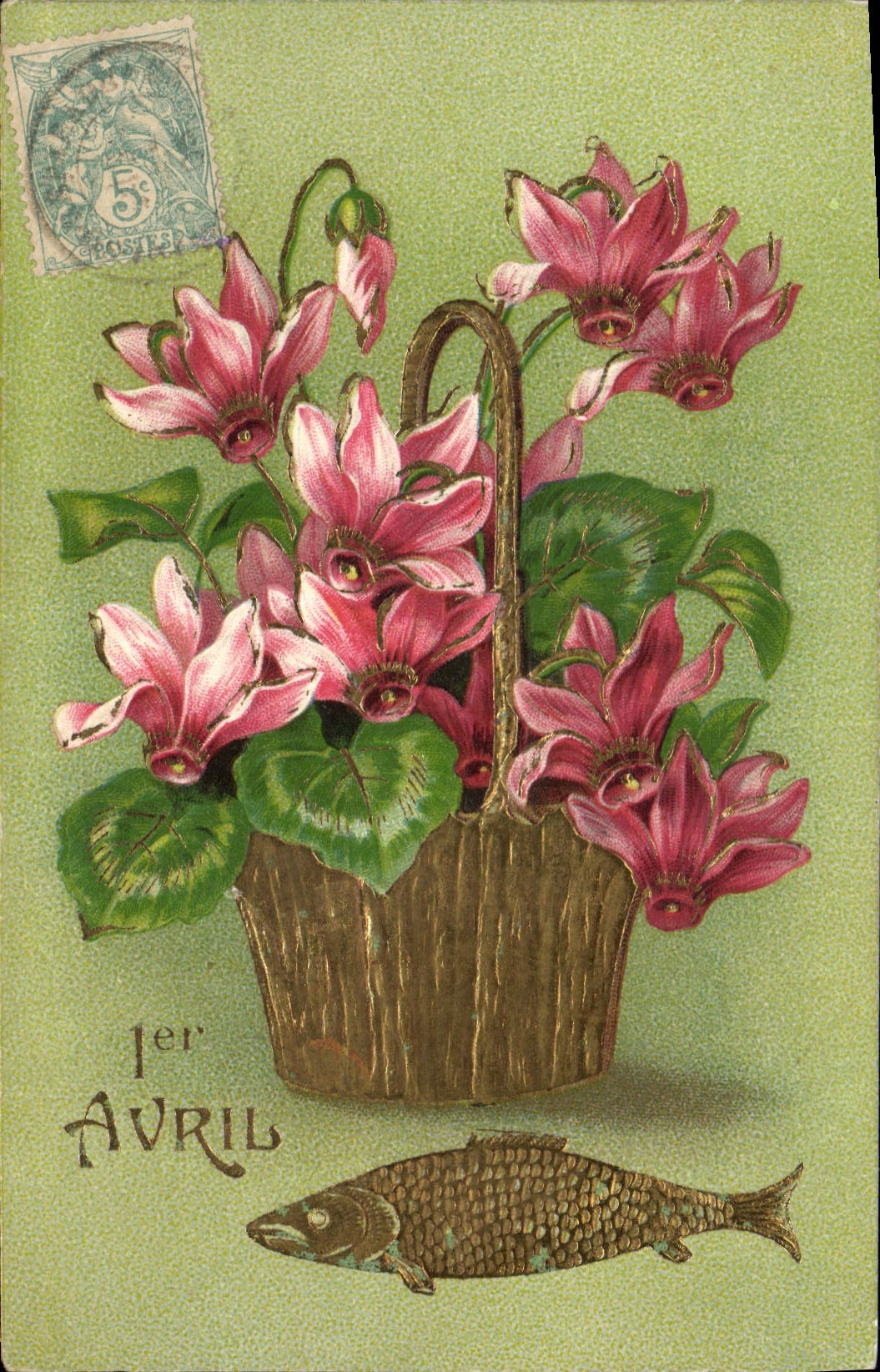 CPA Fantaisie Fleurs Poisson 1er Avril 