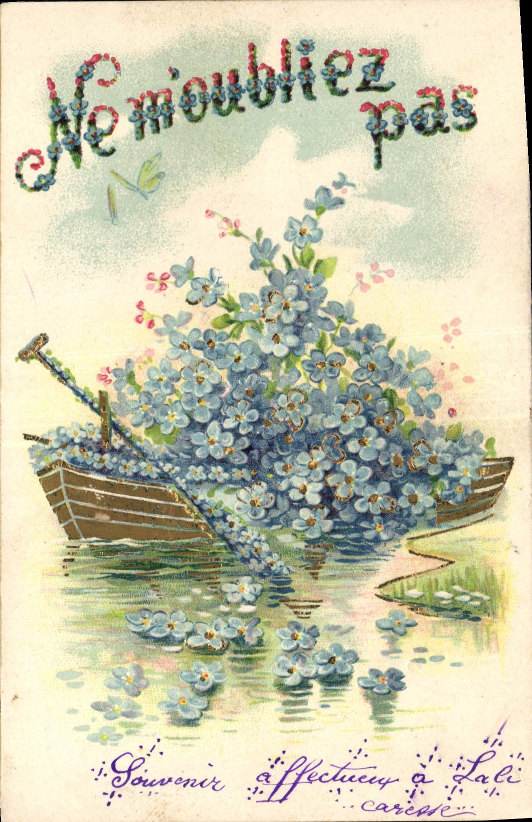 CPA Fantaisie Fleurs Barque 