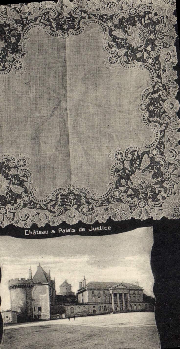 CPA Dentelle Dentelliere Mouchoir Chateau et palais de justice Alencon