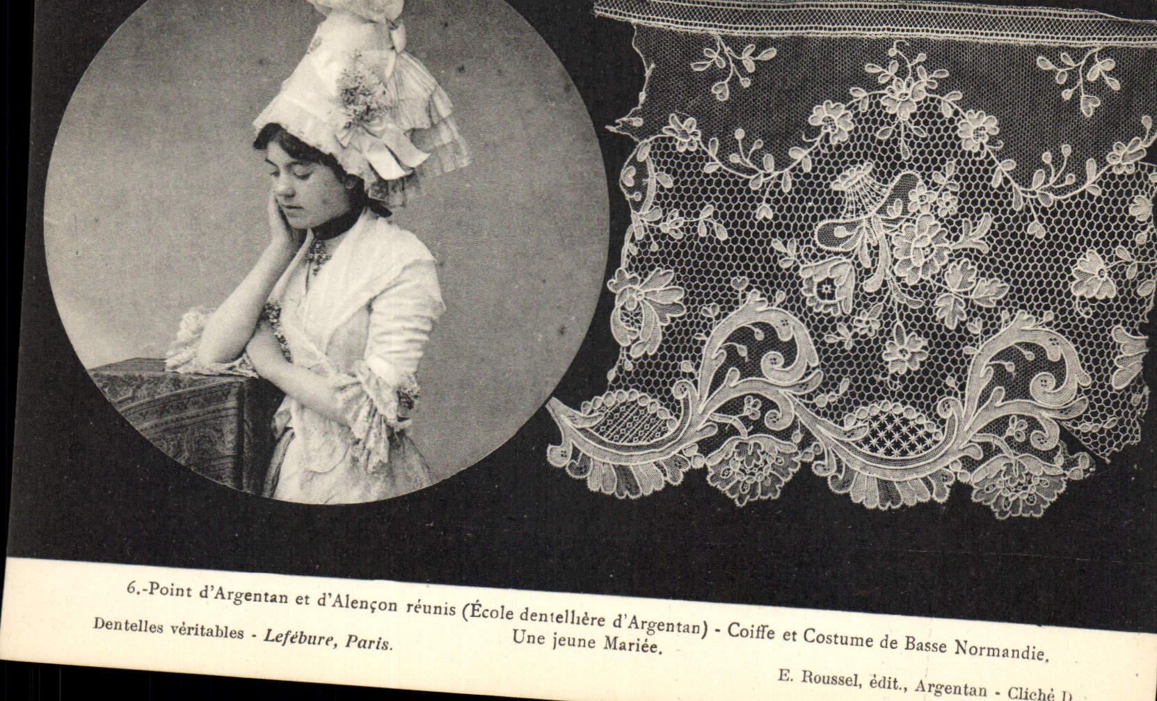 CPA Dentelle Dentelliere Point d'Argentan et d'Alencon reunis Normandie Une jeune mariee Mariage 