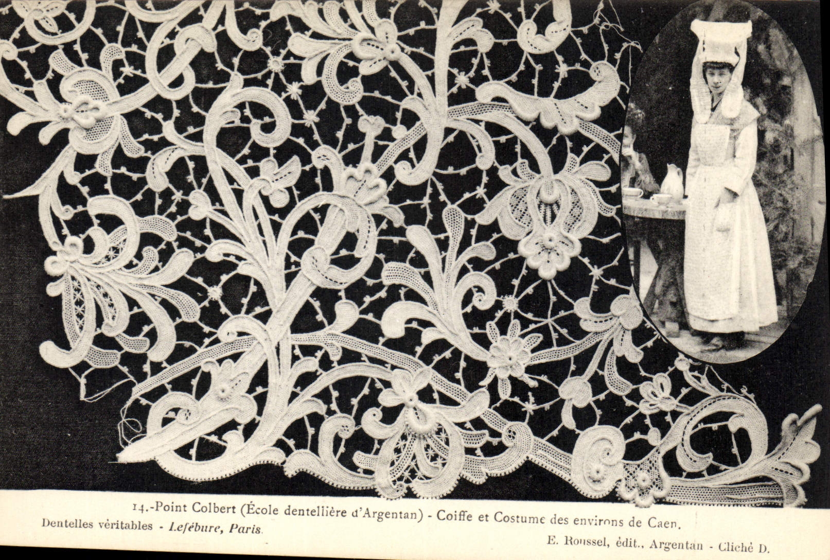 CPA Dentelle Dentelliere Point Colbert Ecole dentelliere d'Argentan Caen