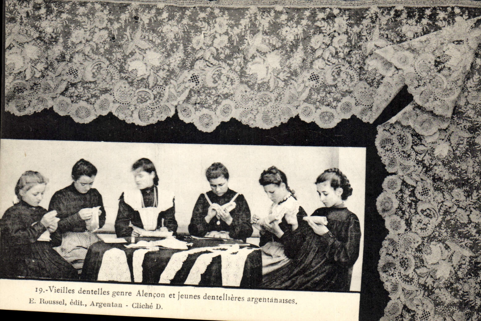 CPA Dentelle Dentelliere Vieilles dentelles genre Alencon et jeunes dentellieres argentanaises 