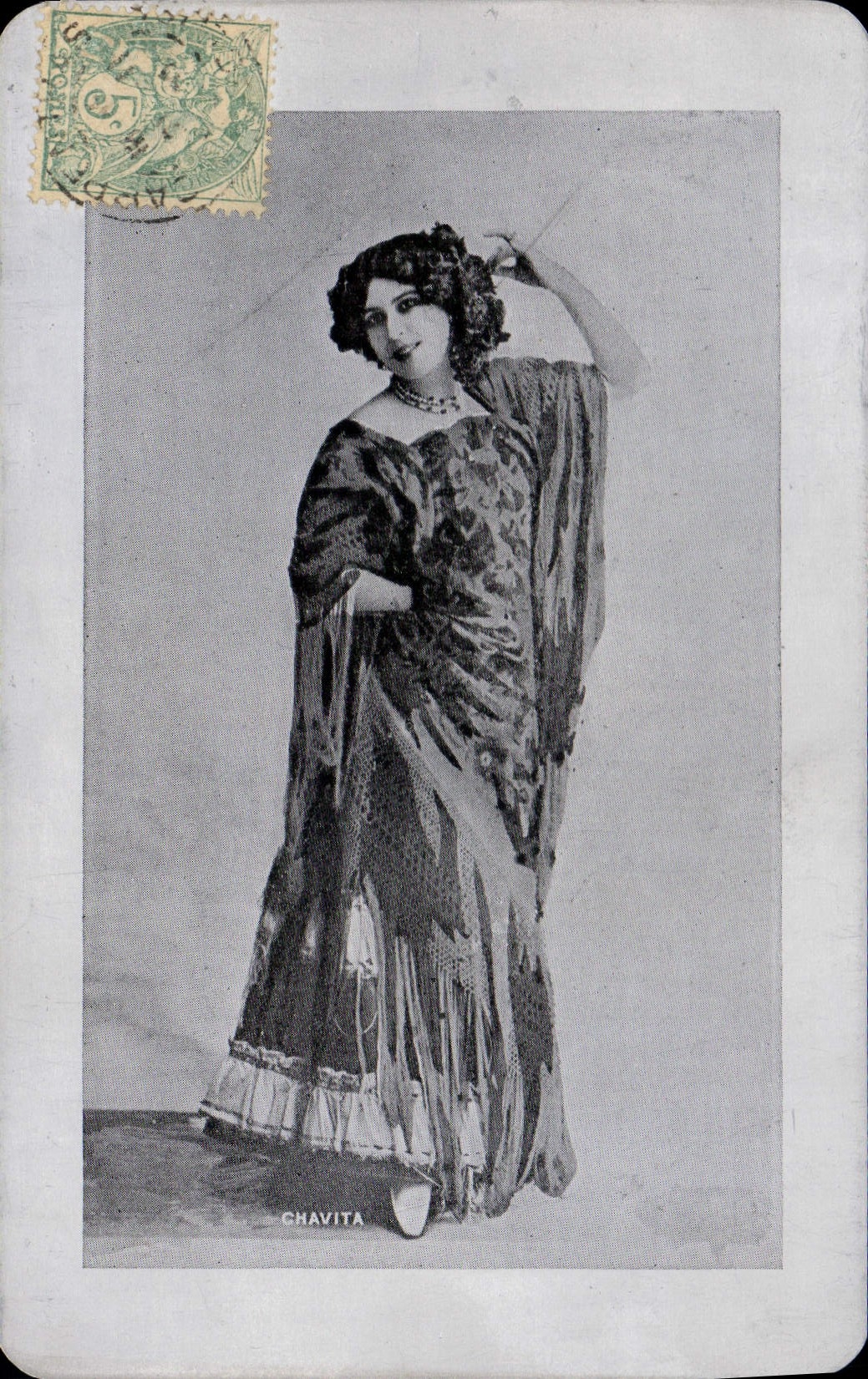 Vintage Postcard Fantasy Woman Chavita Theater (metallized chart) SIGNAL
