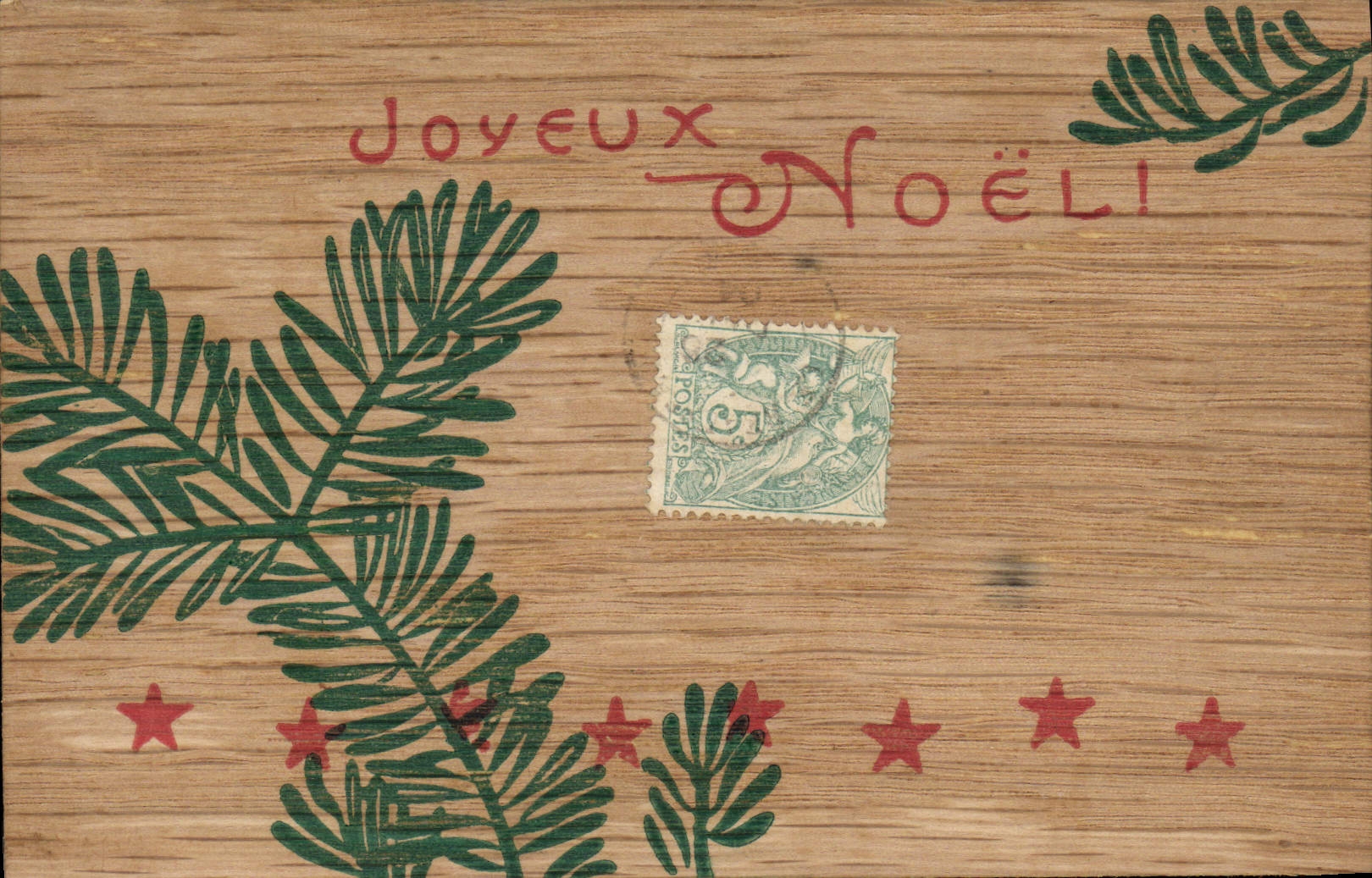 Vintage Postcard Fantasy (out of wood) Merry Christmas