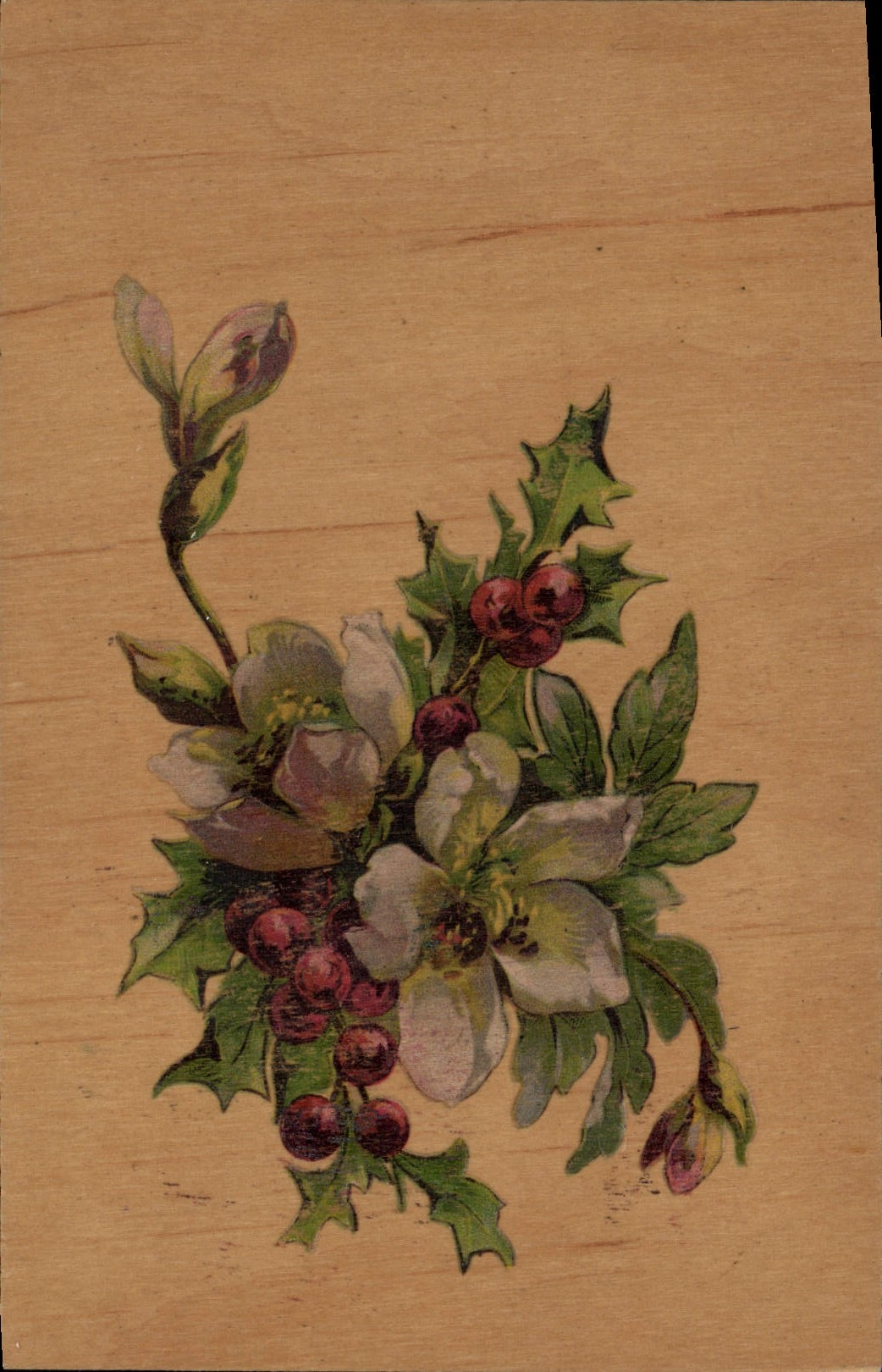 Vintage Postcard Fantasy Flowers (chart out of wooden)