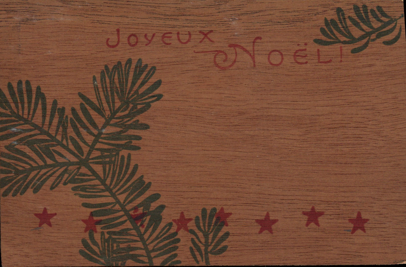 CPA Fantaisie Noel (carte en bois)
