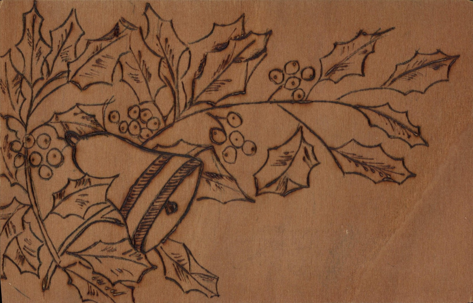 Vintage Postcard Fantasy Holly Bell (chart out of wooden)