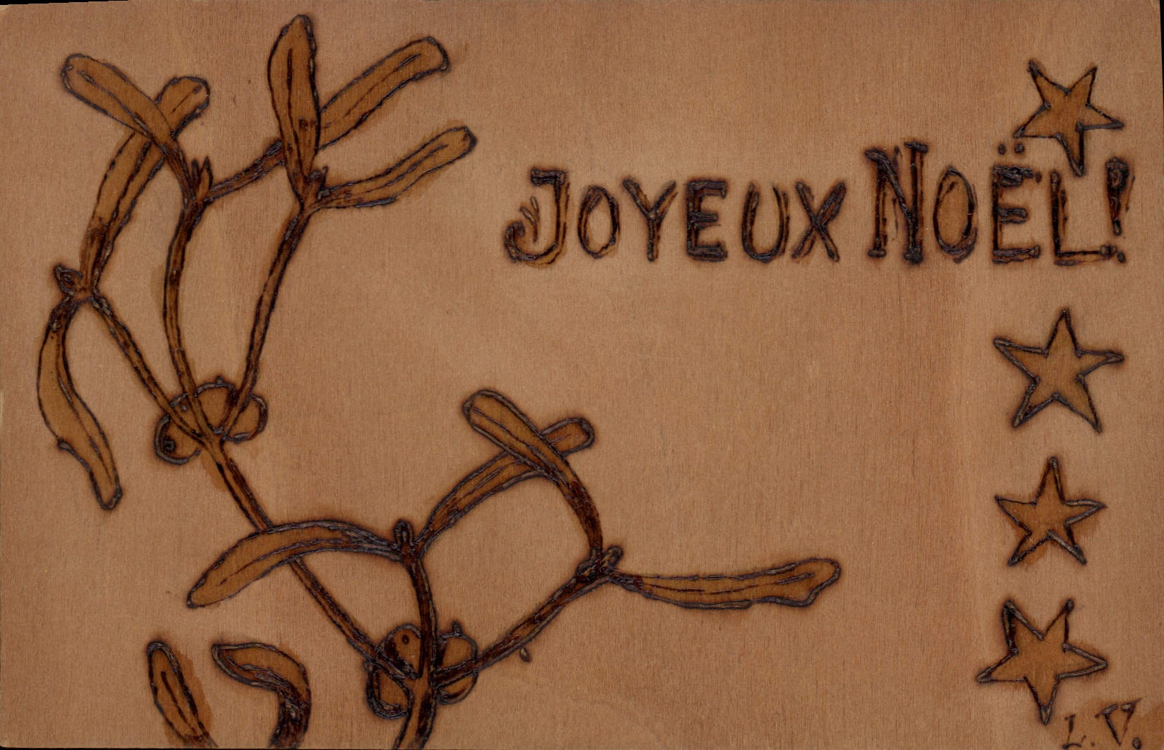 CPA Fantaisie Noel (carte en bois) 