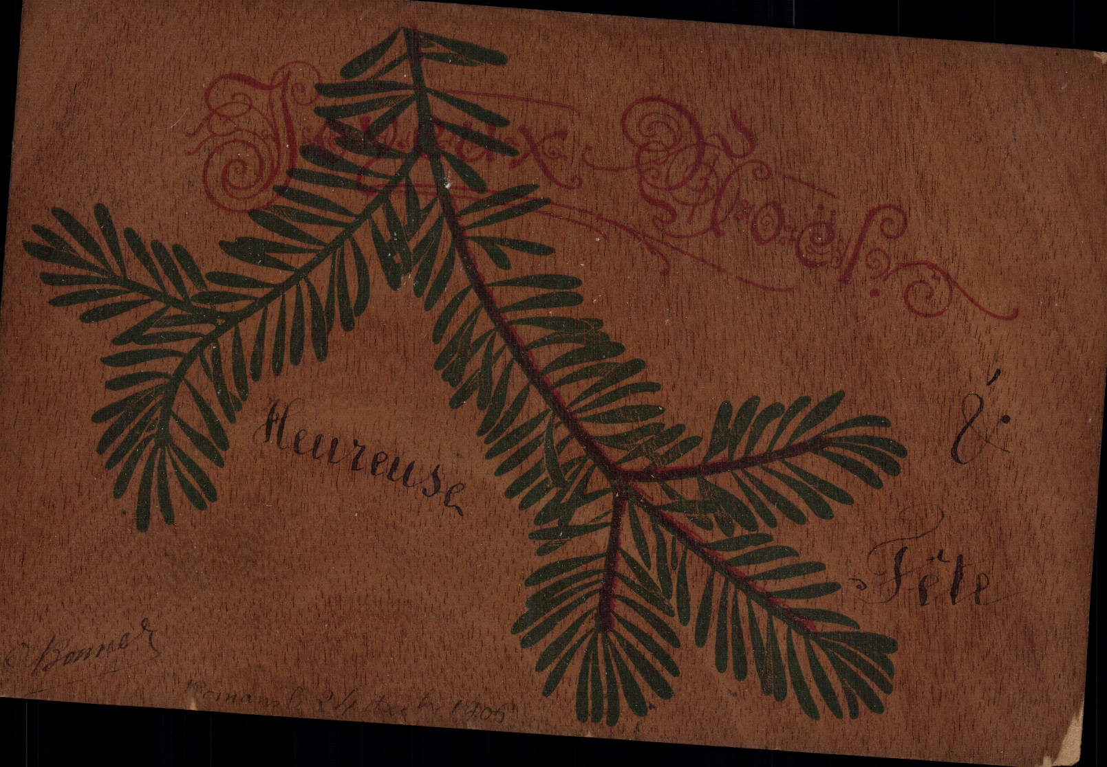 CPA Fantaisie Noel (carte en bois) 
