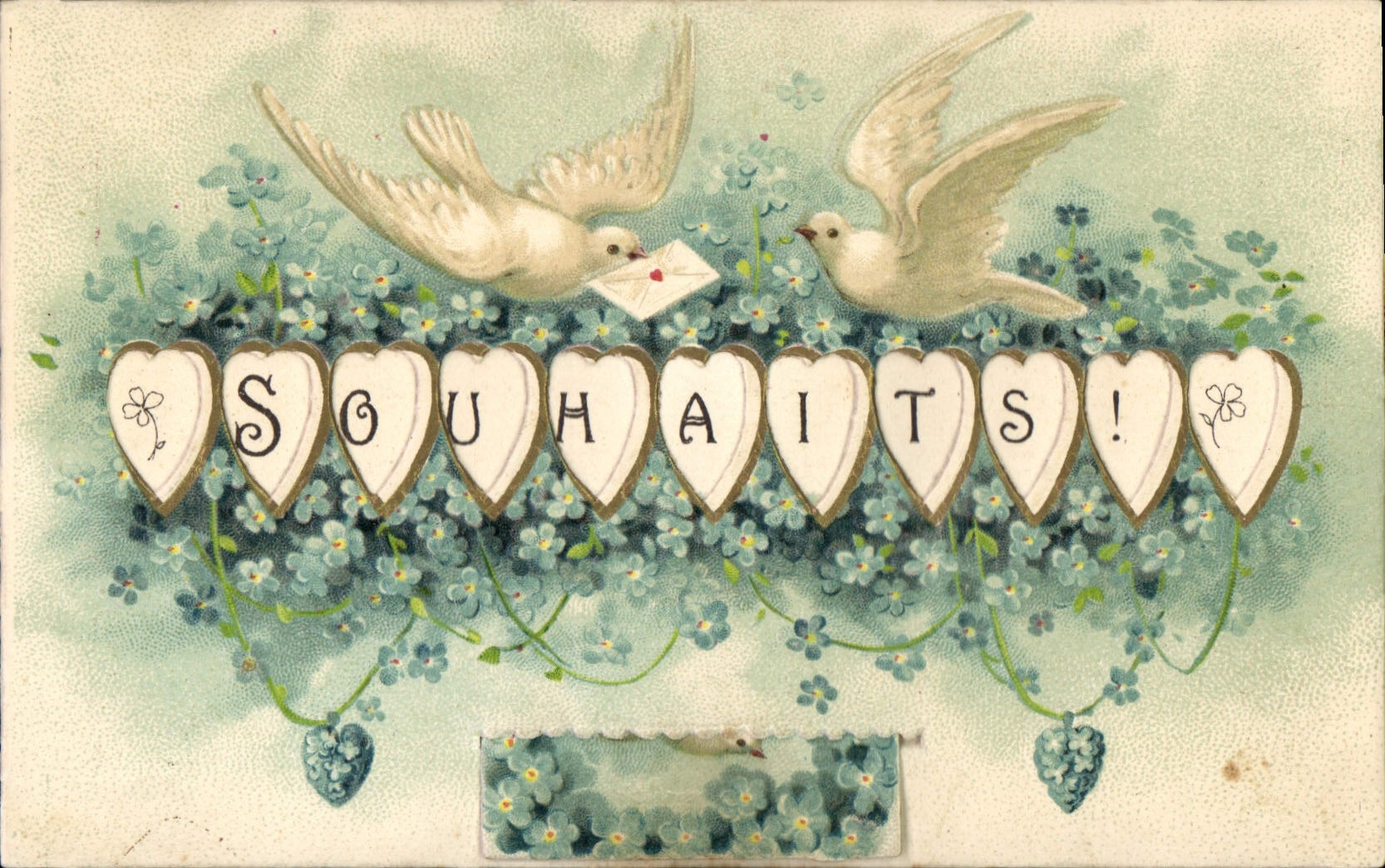 CARTE SYSTEME Fantaisie Fleurs Colombes 