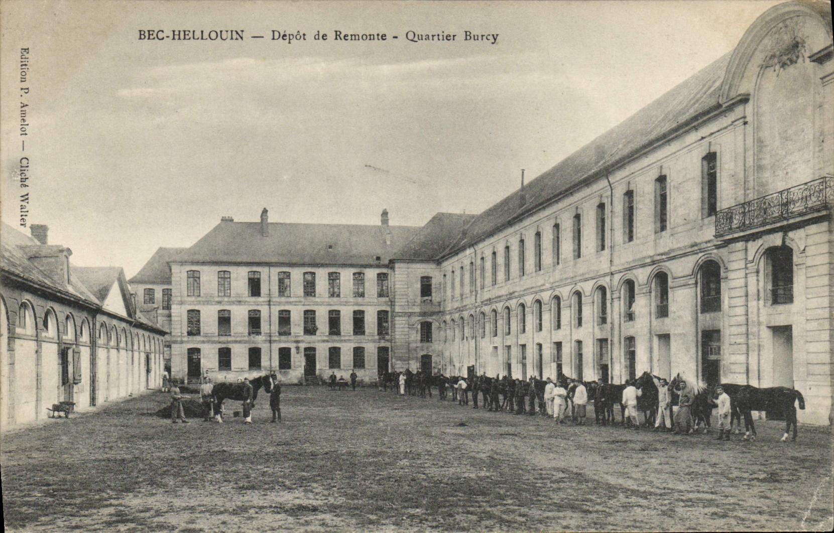 CPA Cheval Equitation Hippisme Bec Hellouin Depot de remonte Quartier Burcy Militaria