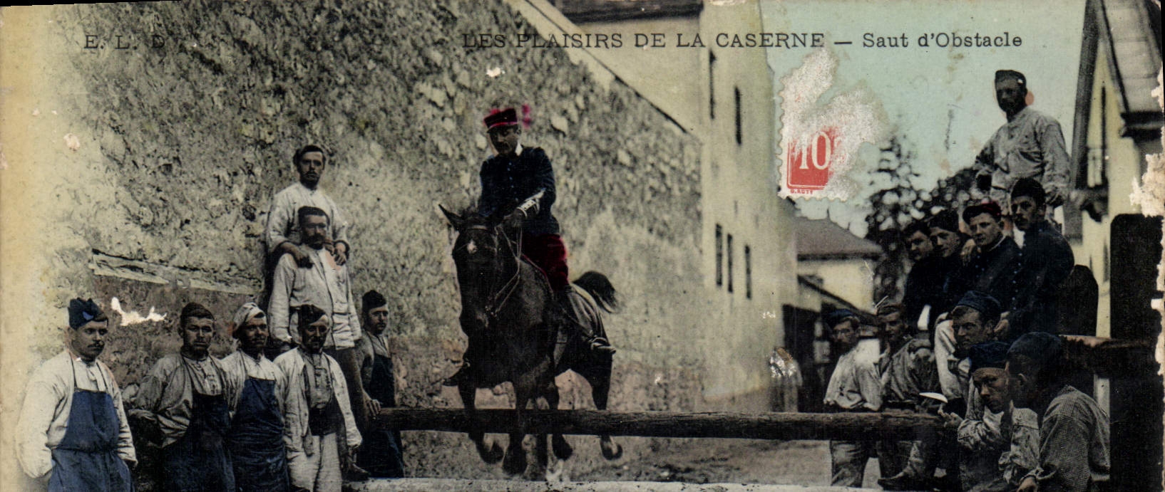 Postal Caballo Equitación Hípica Placeres del cuartel Salto de obstáculo