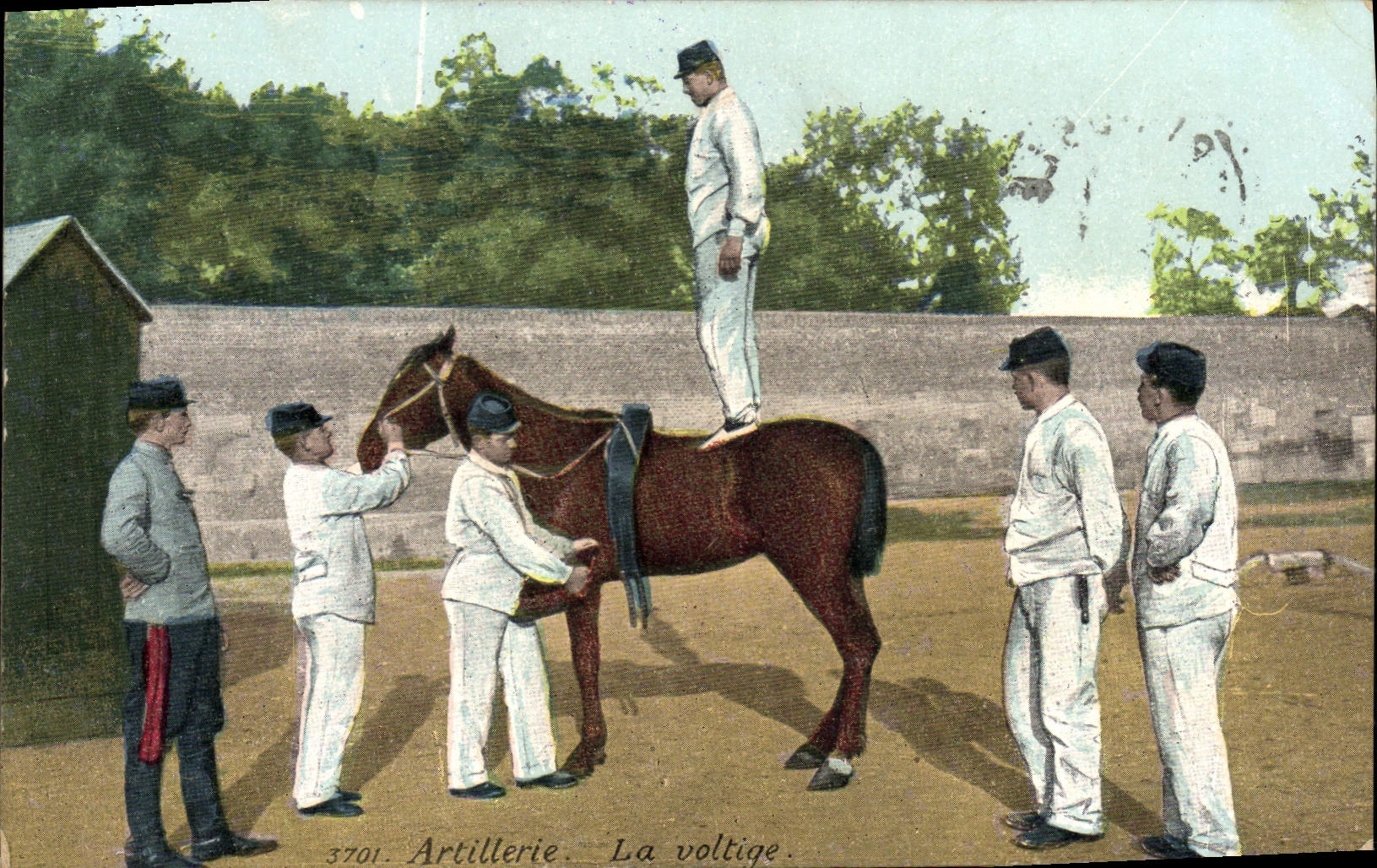 CPA Cheval Equitation Hippisme Artillerie La voltige Militaria