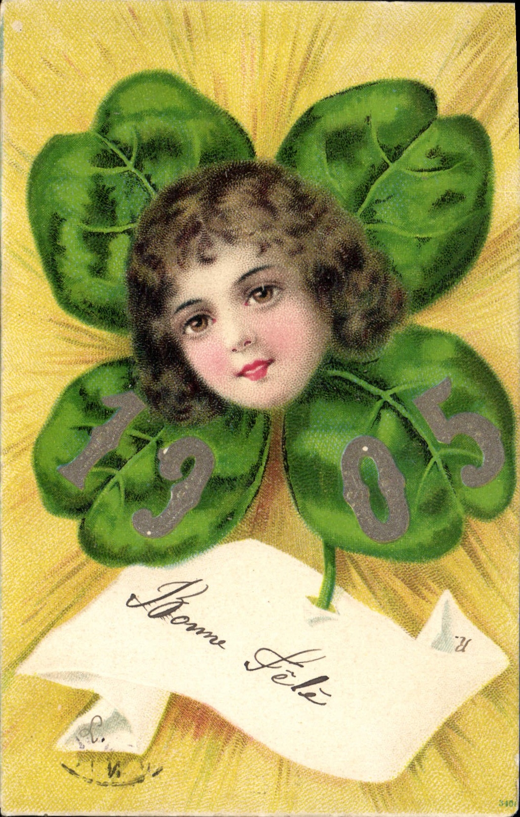 CPA Fantaisie Fleurs Trefle Enfant Annee 1905 