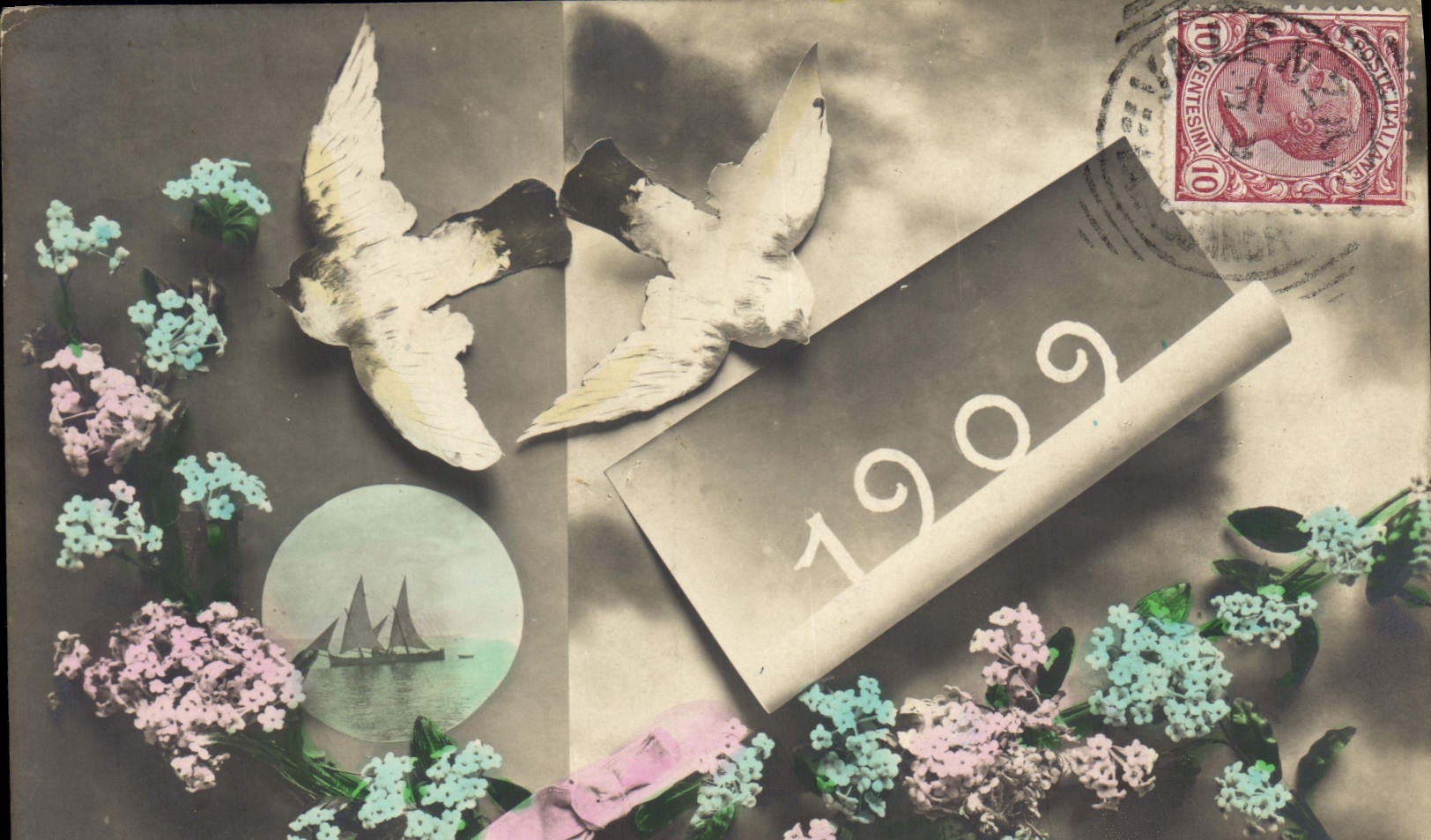 CPA Fantaisie Fleurs Annee 1909 