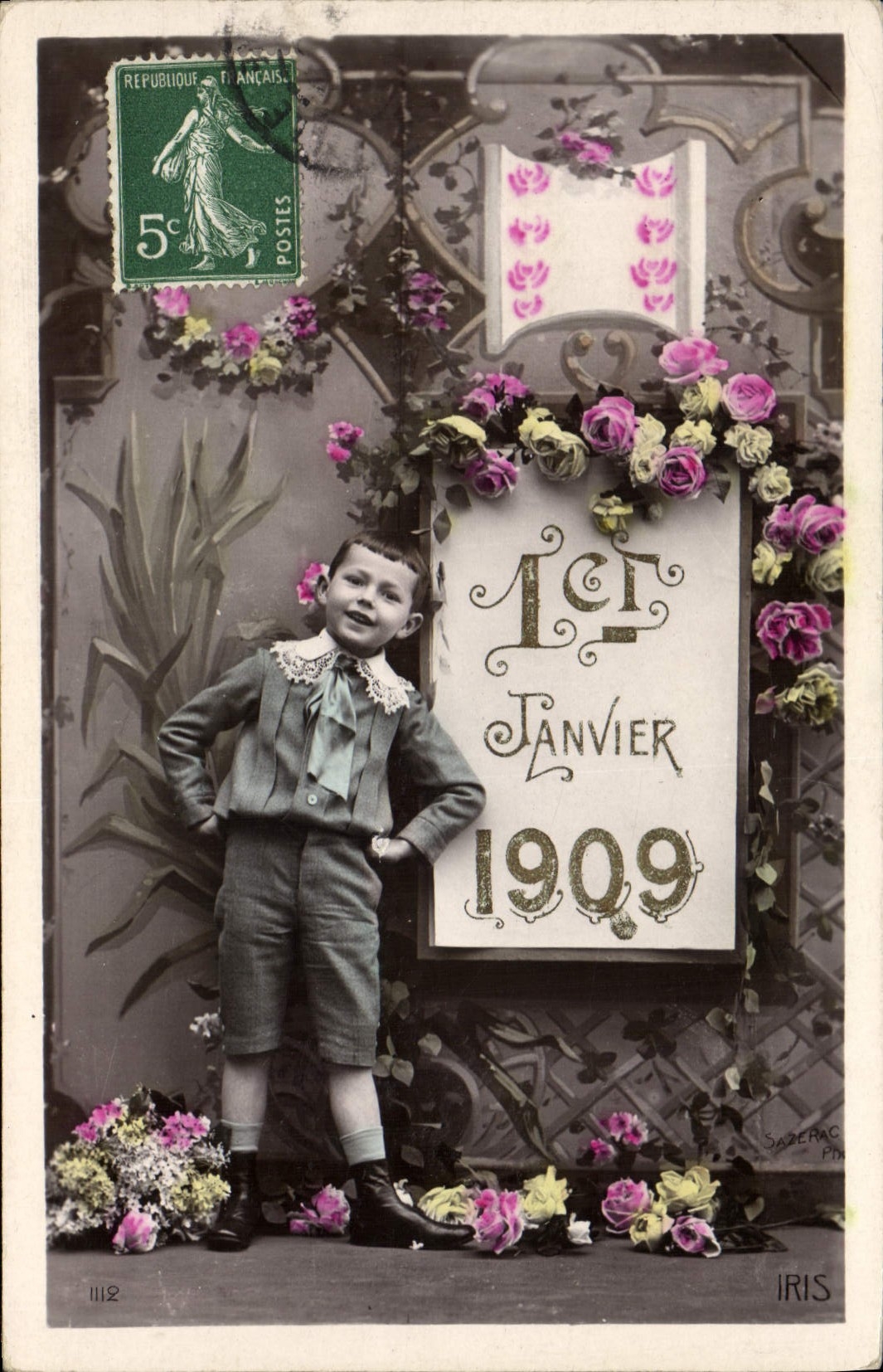 Vintage Postcard Fantasy Flowers Year 1909 Child