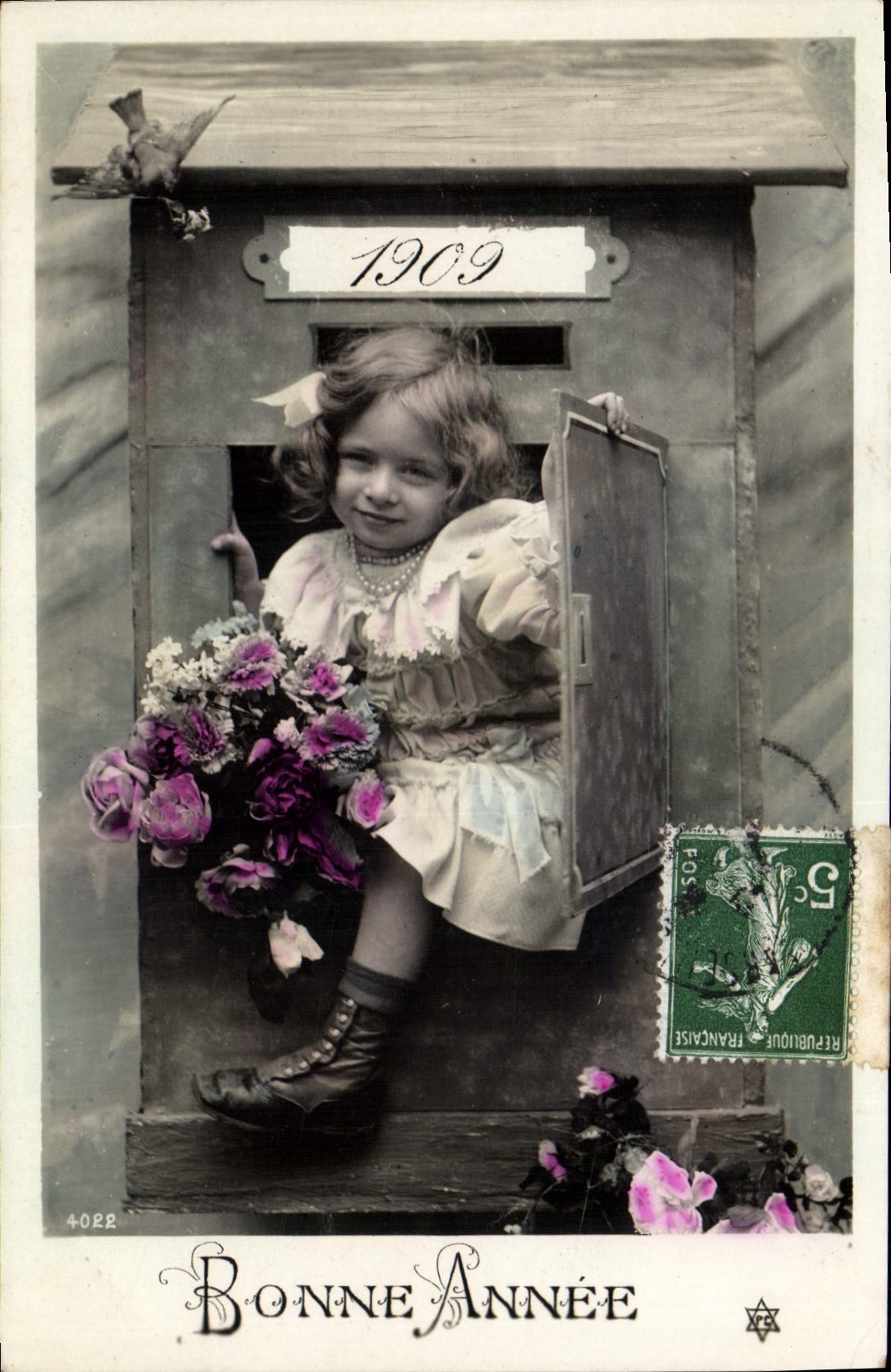 CPA Fantaisie Fleurs Annee 1909 Enfant 
