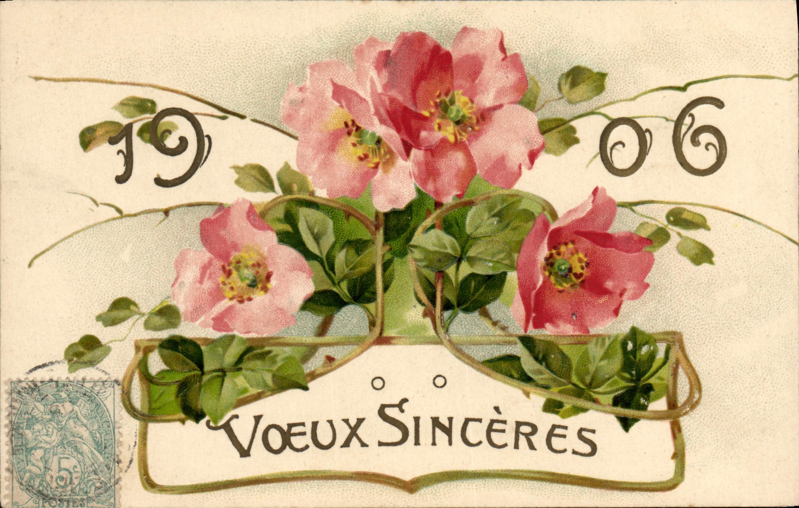 Vintage Postcard Fantasy Flowers Year 1906