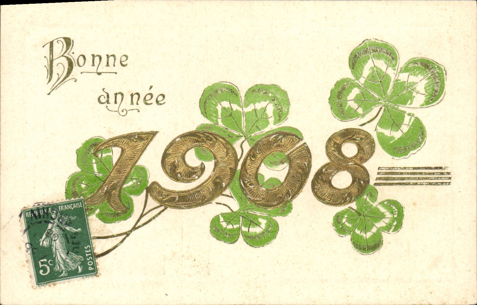 CPA Fantaisie Fleurs Annee 1908 Trefles 