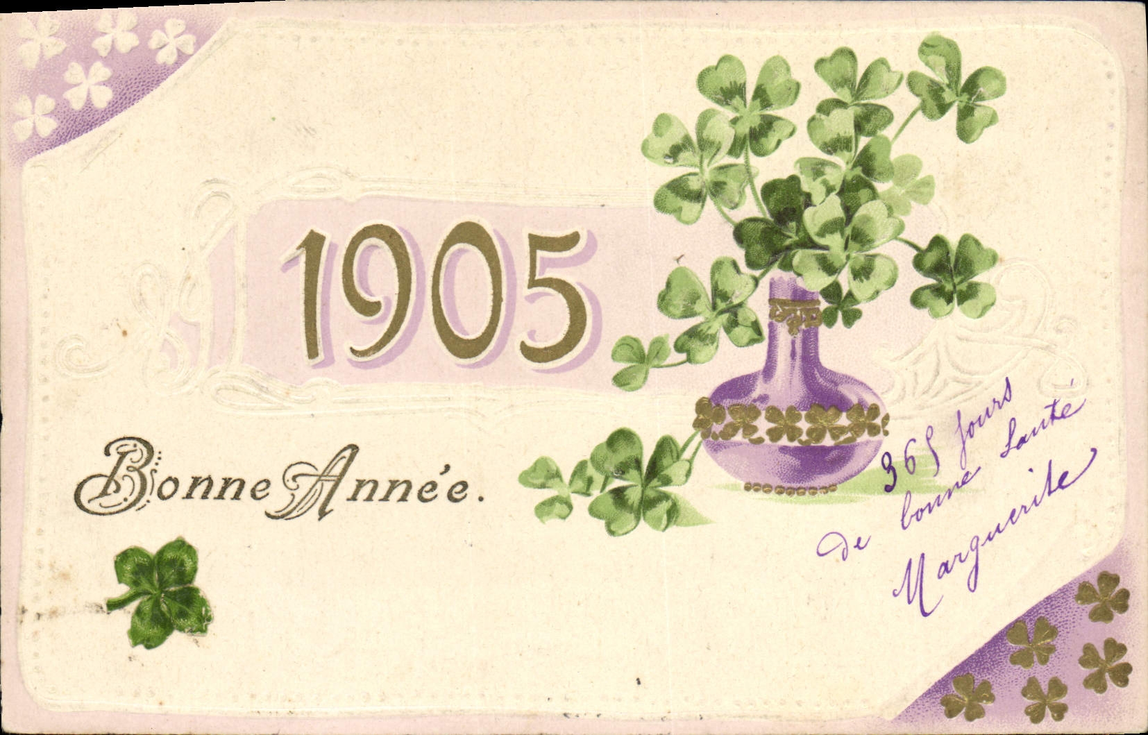 CPA Fantaisie Fleurs Annee 1905 Trefles 