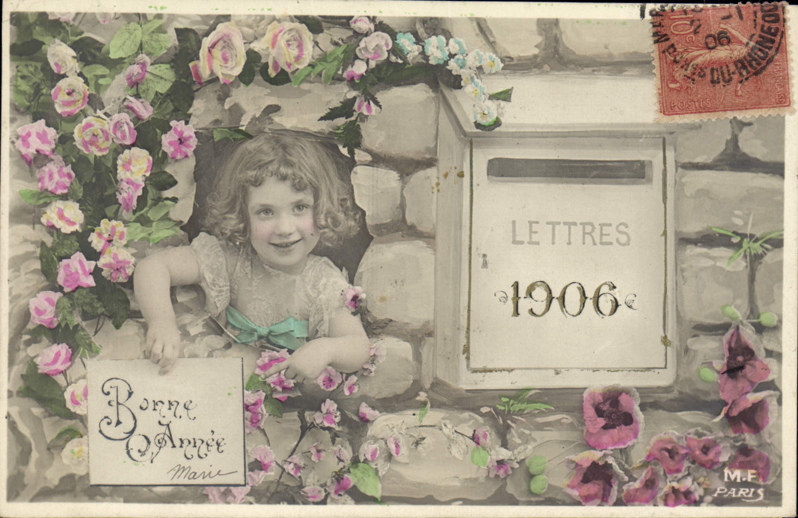 Vintage Postcard Fantasy Flowers Year 1906 Child