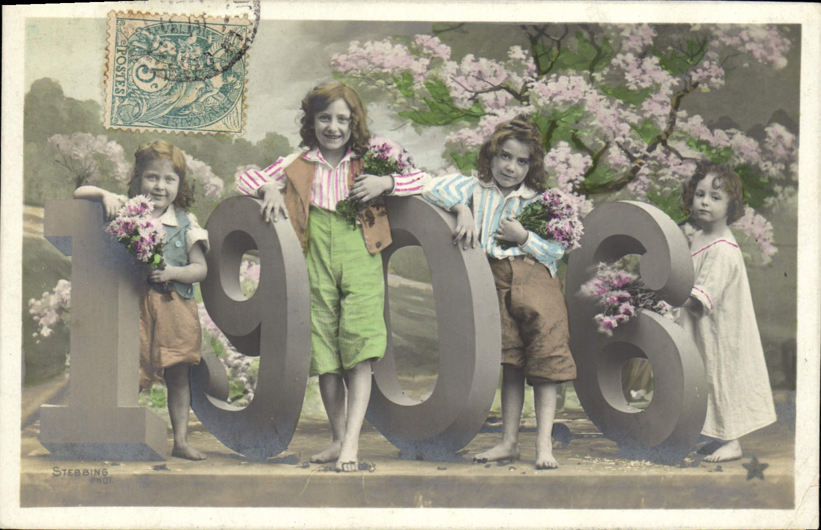 Vintage Postcard Fantasy Flowers Year 1906 Children