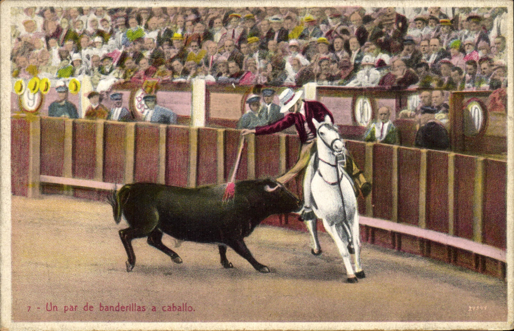 Postal Corrida Corrida de toros el por banderillas a caballo