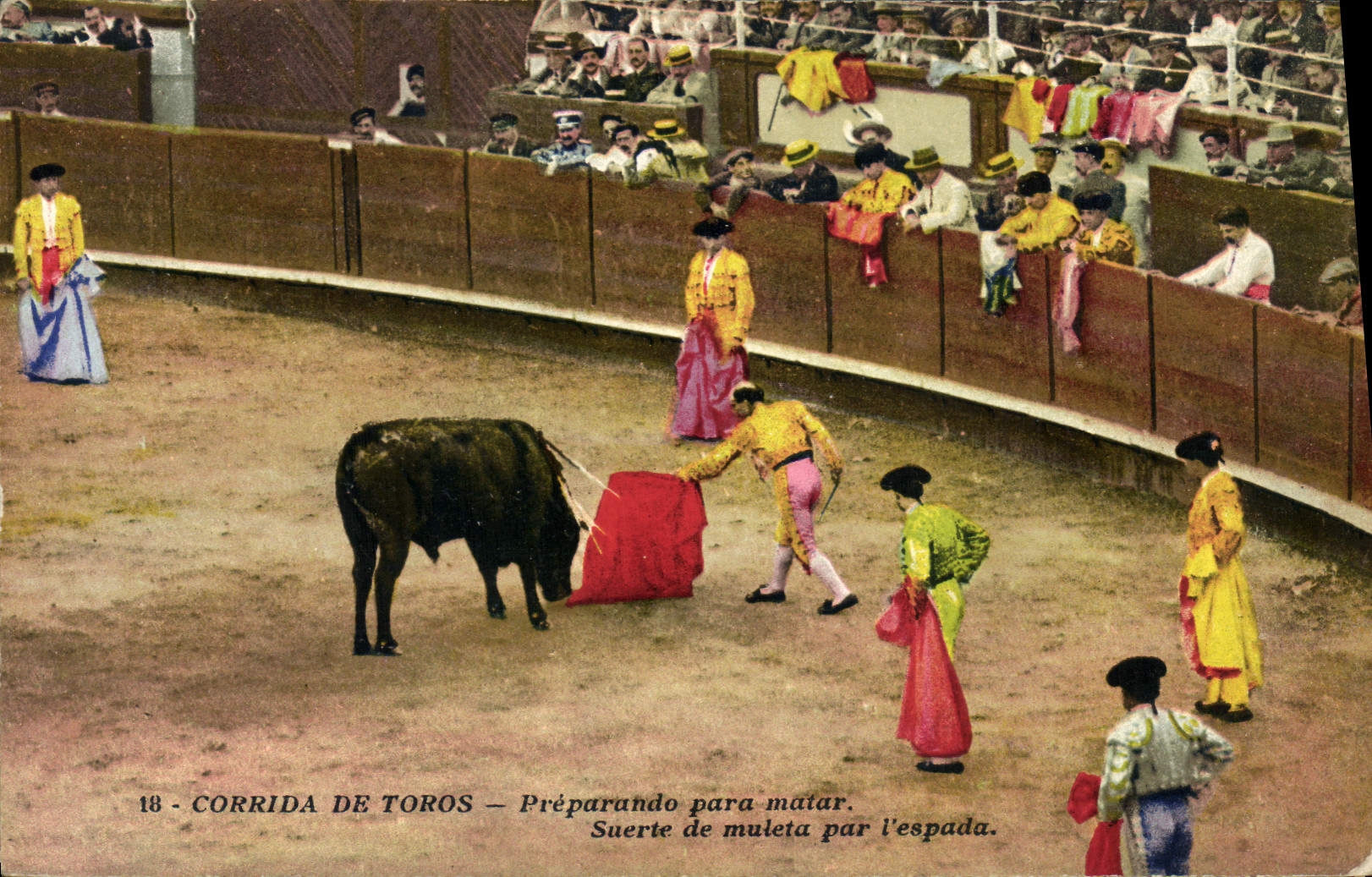 Postal Corrida Corrida de toros Preparando previo matar Suerte de muleta por el espada