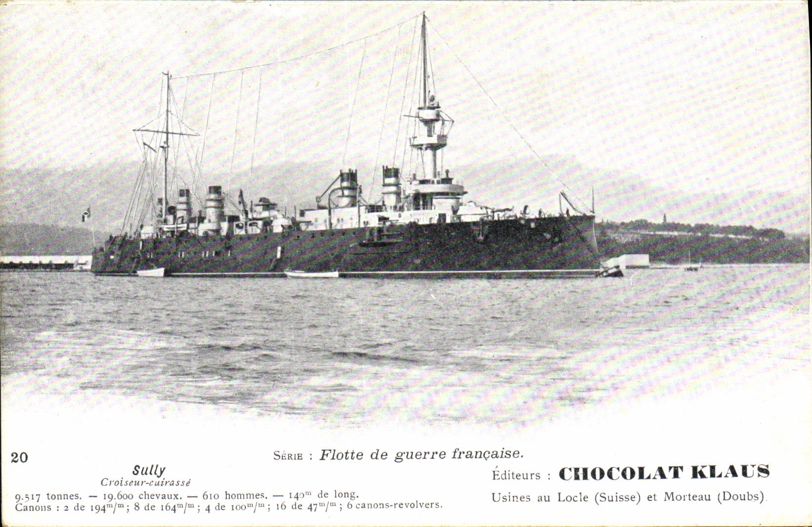 Vintage Postcard Warship Sully Croiseur armours