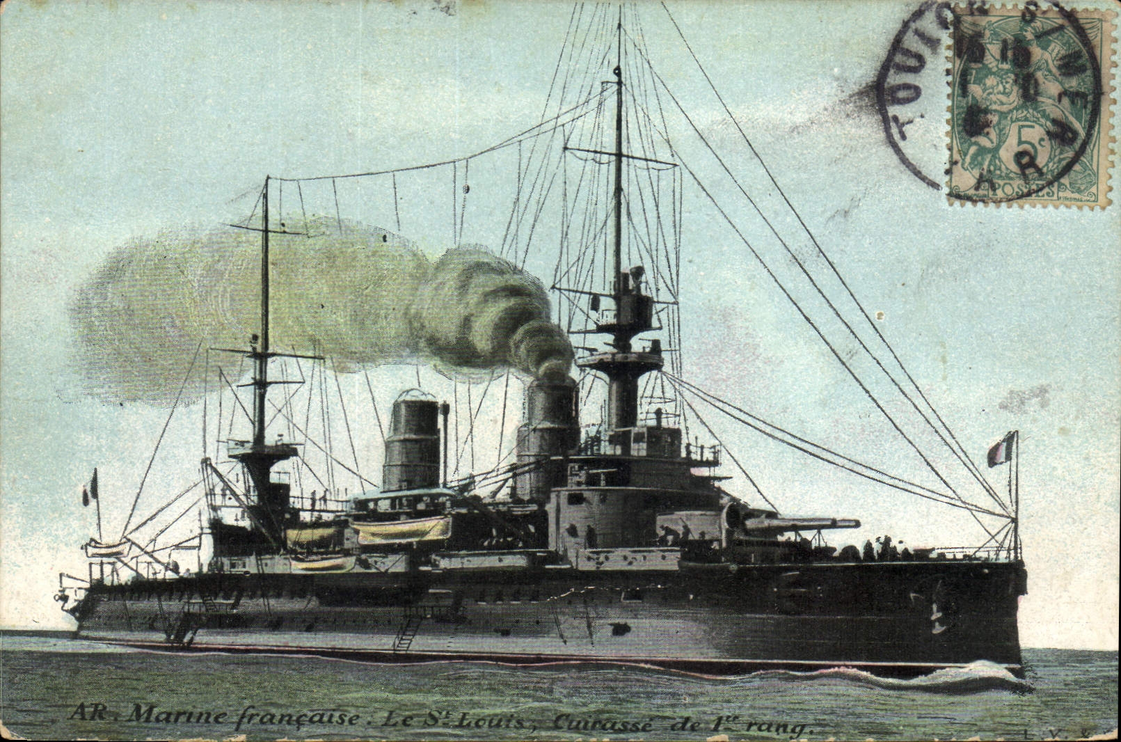 Vintage Postcard Warship St Louis Armours 1st rank