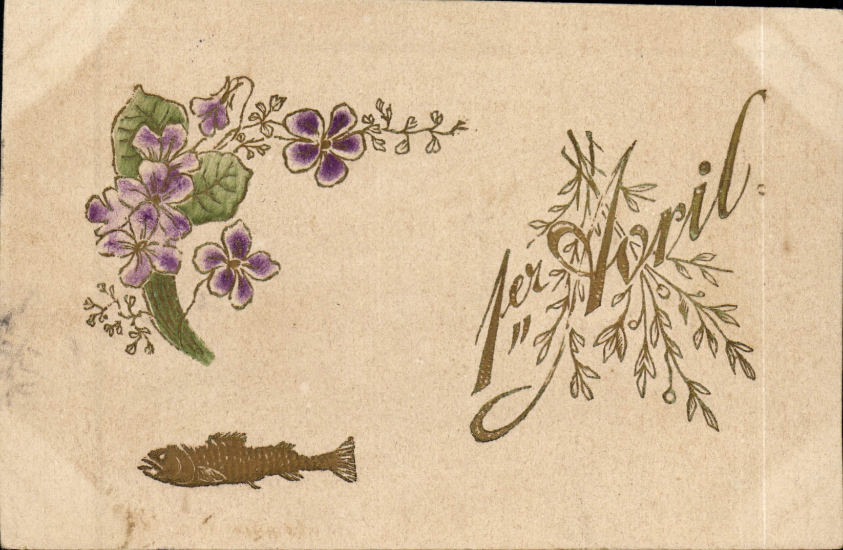 CPA Fantaisie Fleurs Poisson 1er Avril 