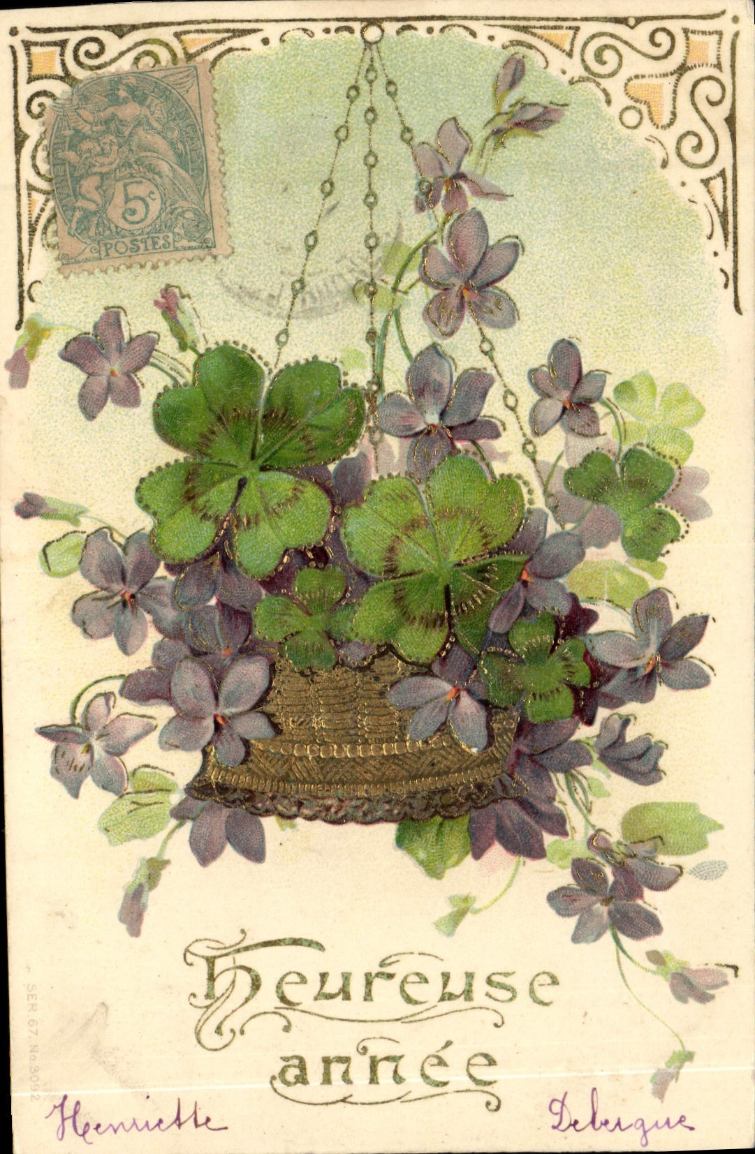 CPA Fantaisie Fleurs Trefles 