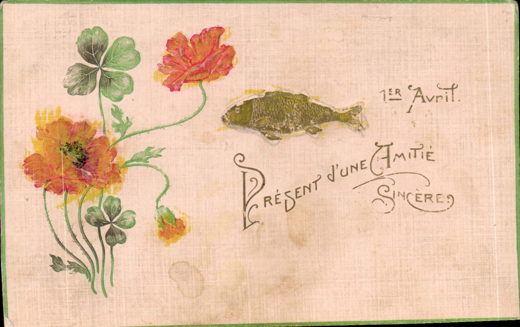 CPA Fantaisie Fleurs Poisson 1er Avril 
