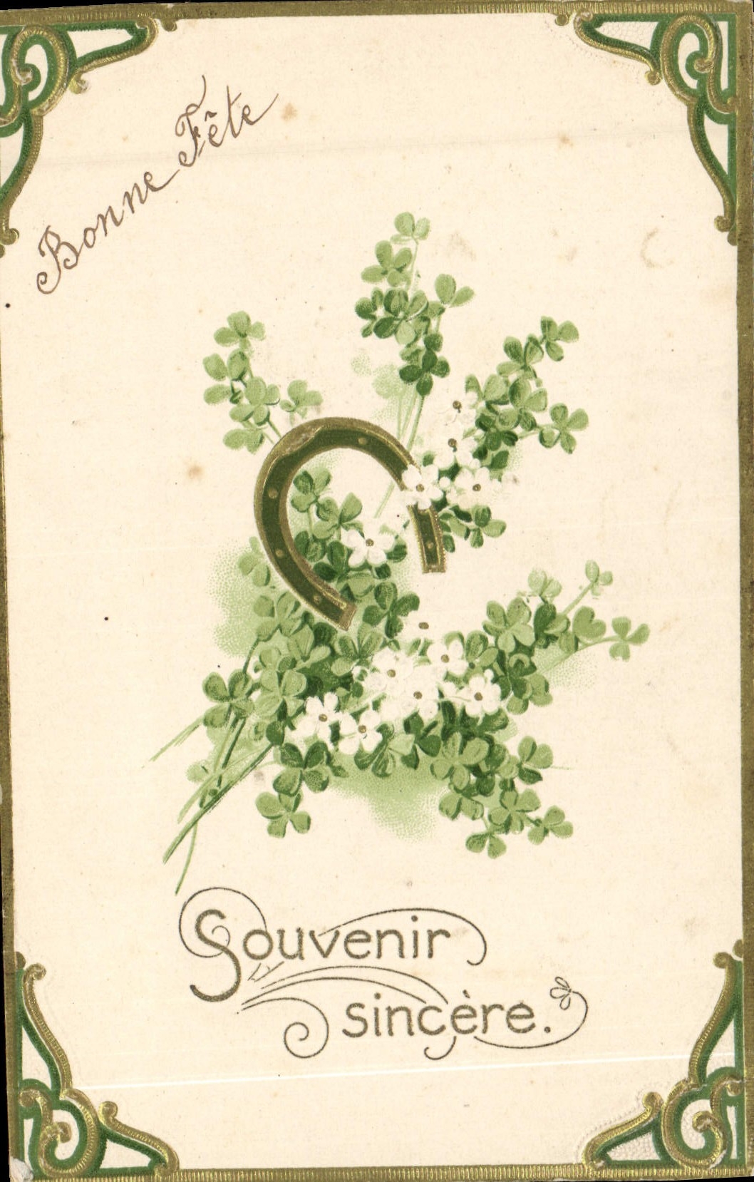 CPA Fantaisie Fleurs Fer a cheval 