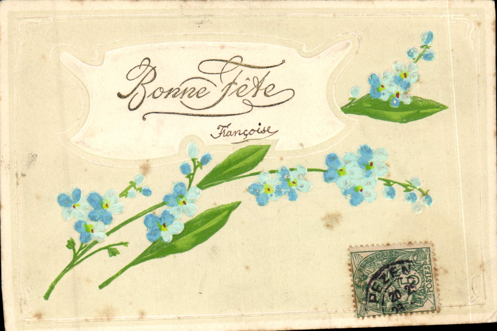 CPA Fantaisie Fleurs (décor en relief) 