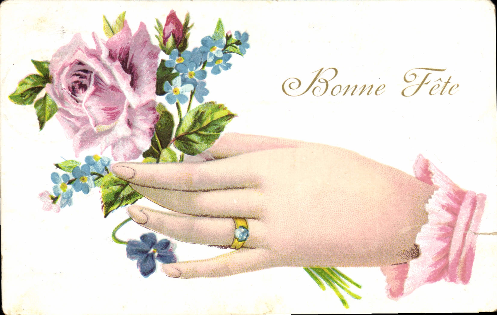 CPA Fantaisie Fleurs Main 