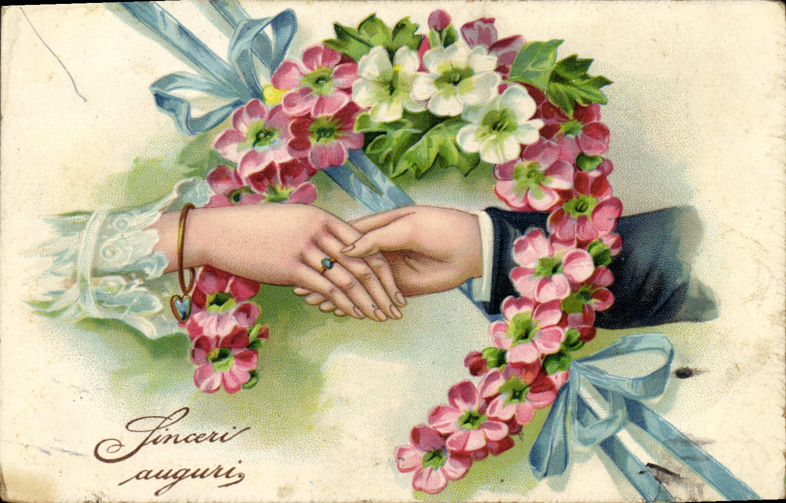 CPA Fantaisie Fleurs Main 